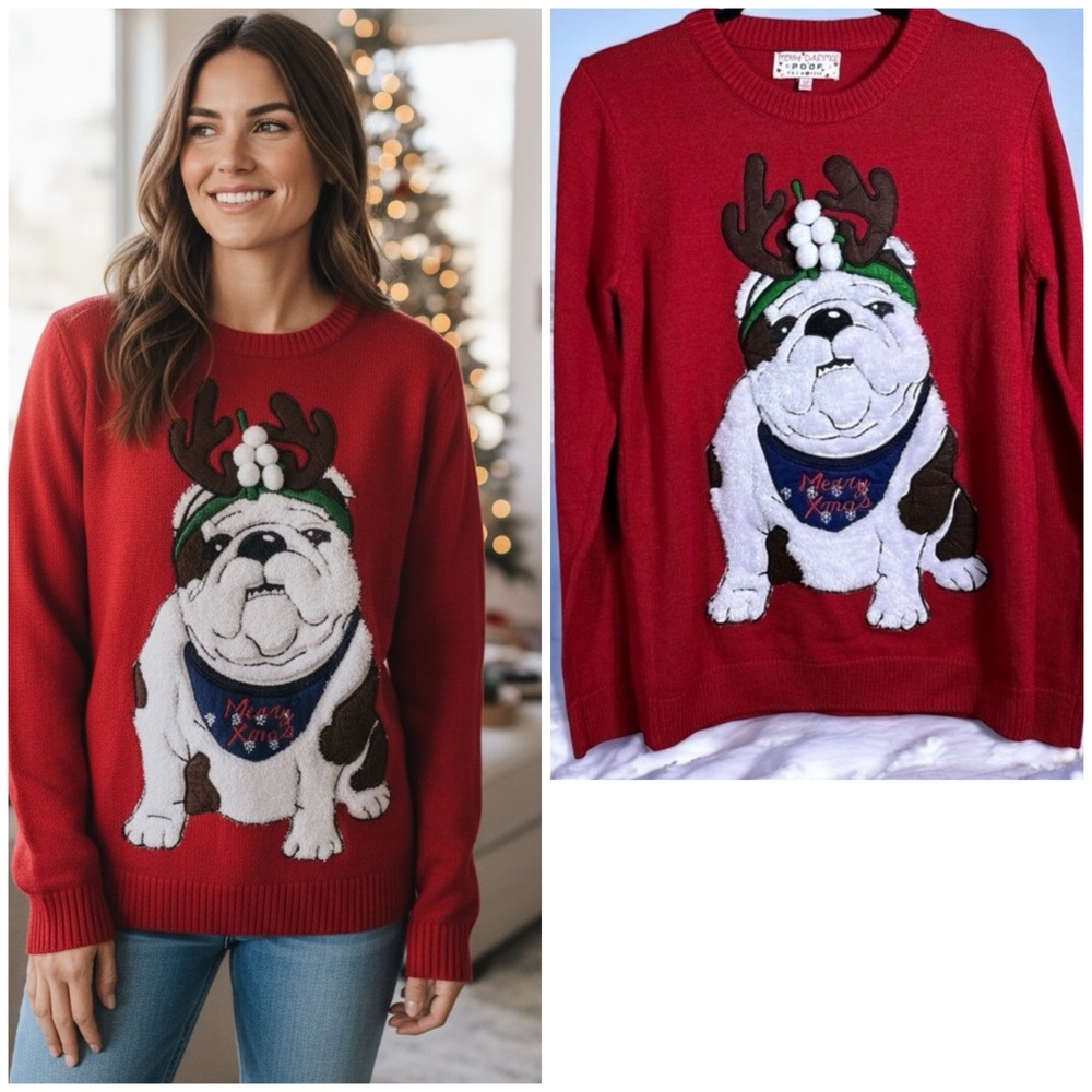 Merry Christmas Poof New York Christmas Sweater Size Medium